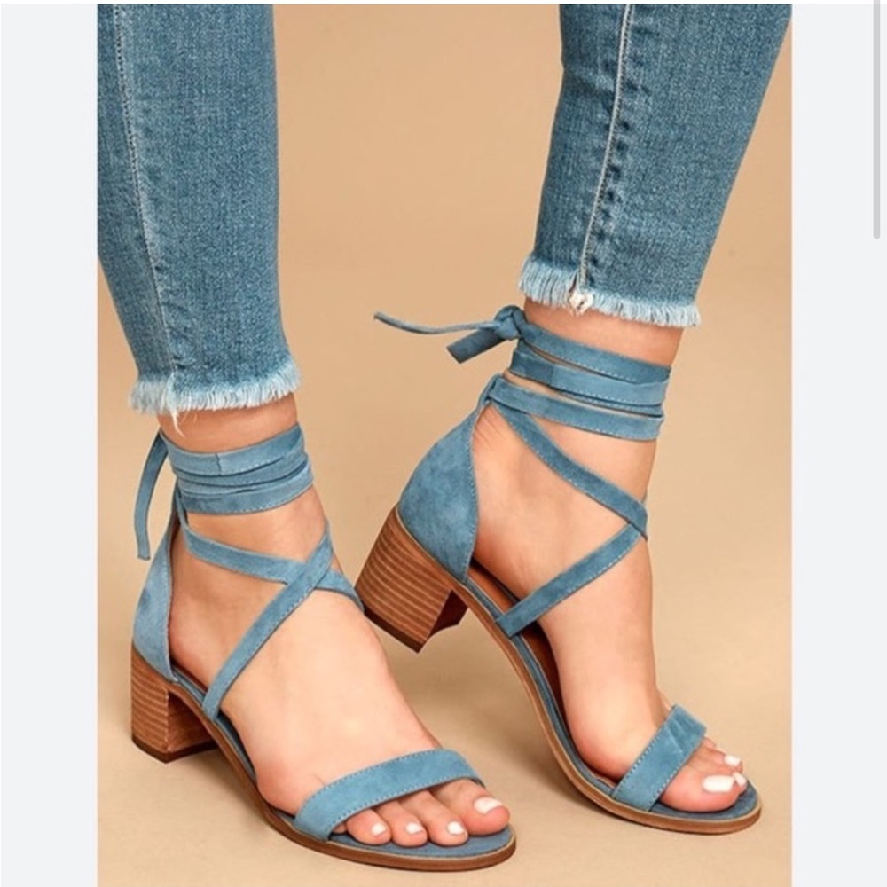 Blue Suede Leather Steve Madden Lace Up Heels